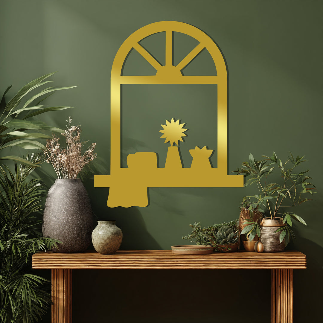 Cozy Window Frame Metal Wall Art – Modern Home Decor