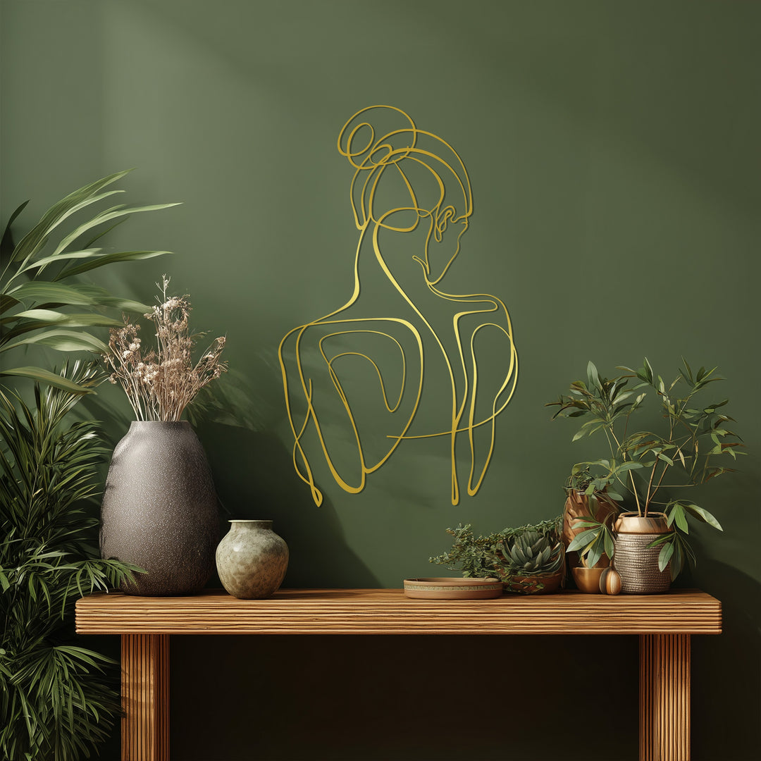 Minimalist line woman wall sculpture design