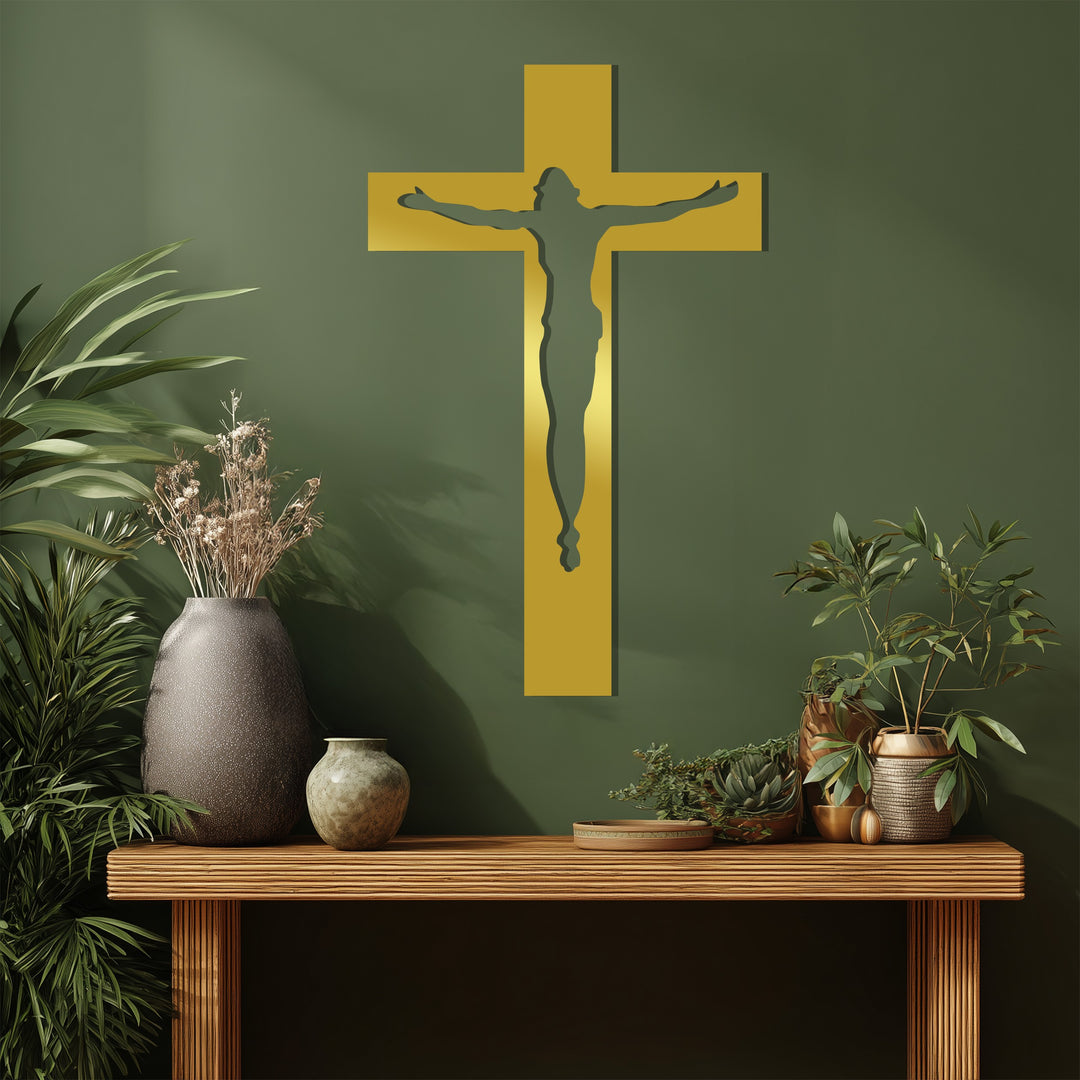 انعكاس إلهي – صليب بسيط فن جداري معدني