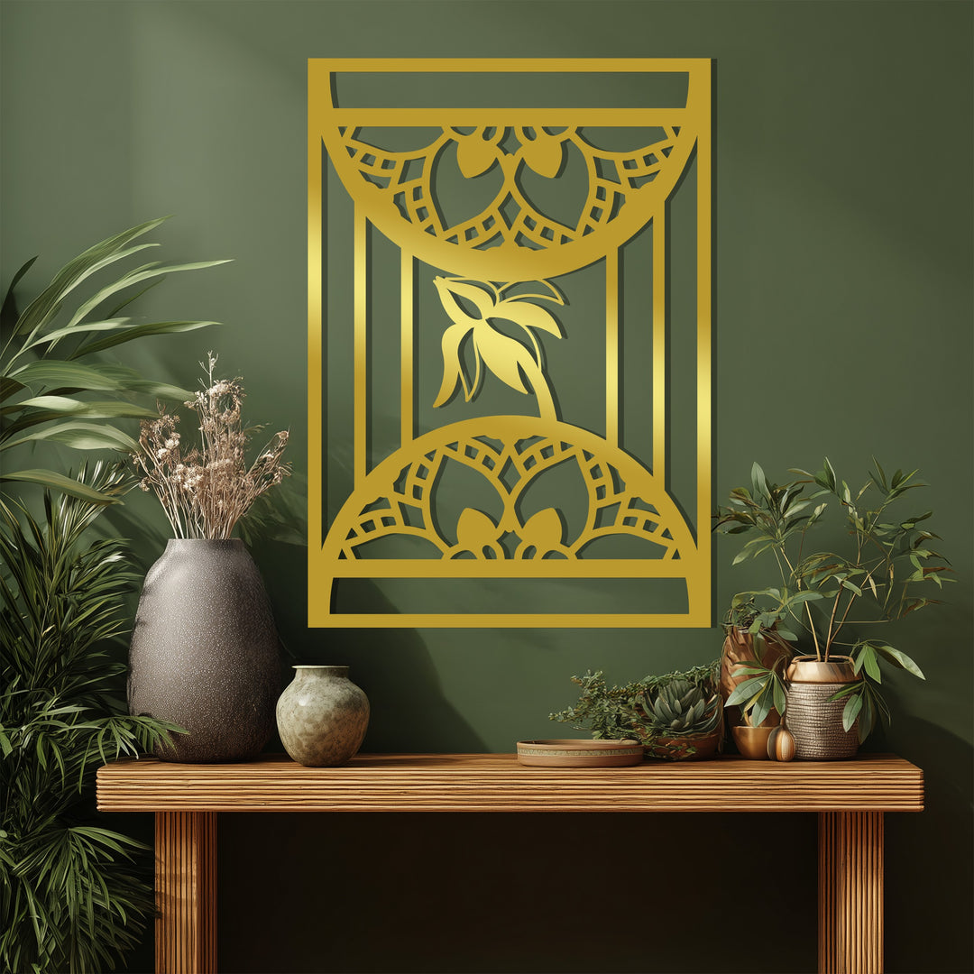 أزهار آرت ديكو – زخارف نباتية هندسية فن جداري معدني