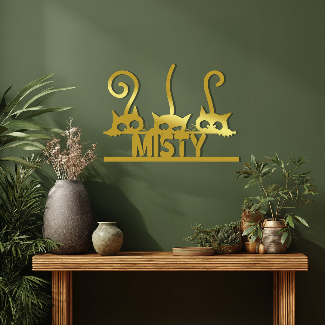 Hugo Cat Trio Metal Wall Art – Personalized Pet Lover Home Decor