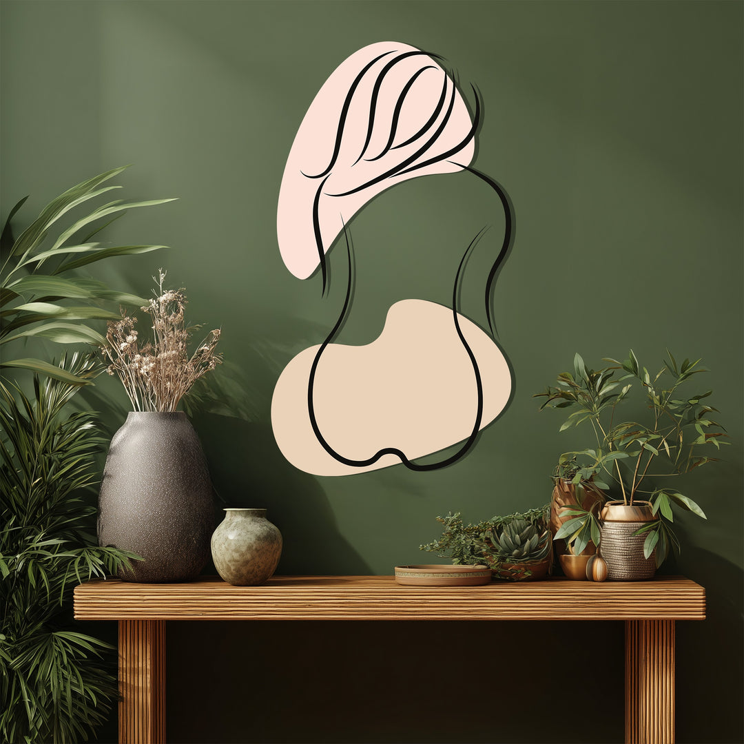 Minimalist Female Silhouette Metal Wall Art – Elegant Line Art Home Decor