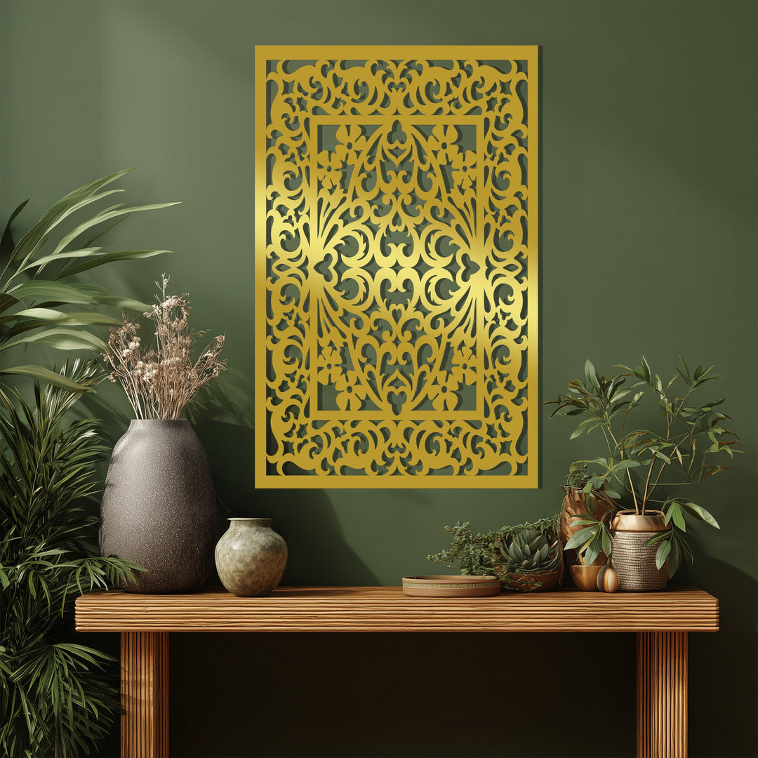 Göttliche Symmetrie – Ornamentale Geometrie Metall Wandbilder