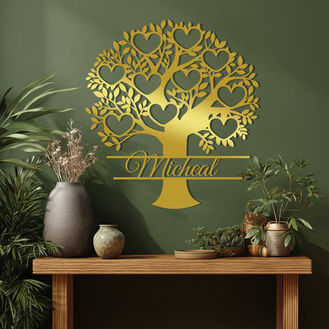 Personalized Family Tree – Custom Name Metal Wall Art