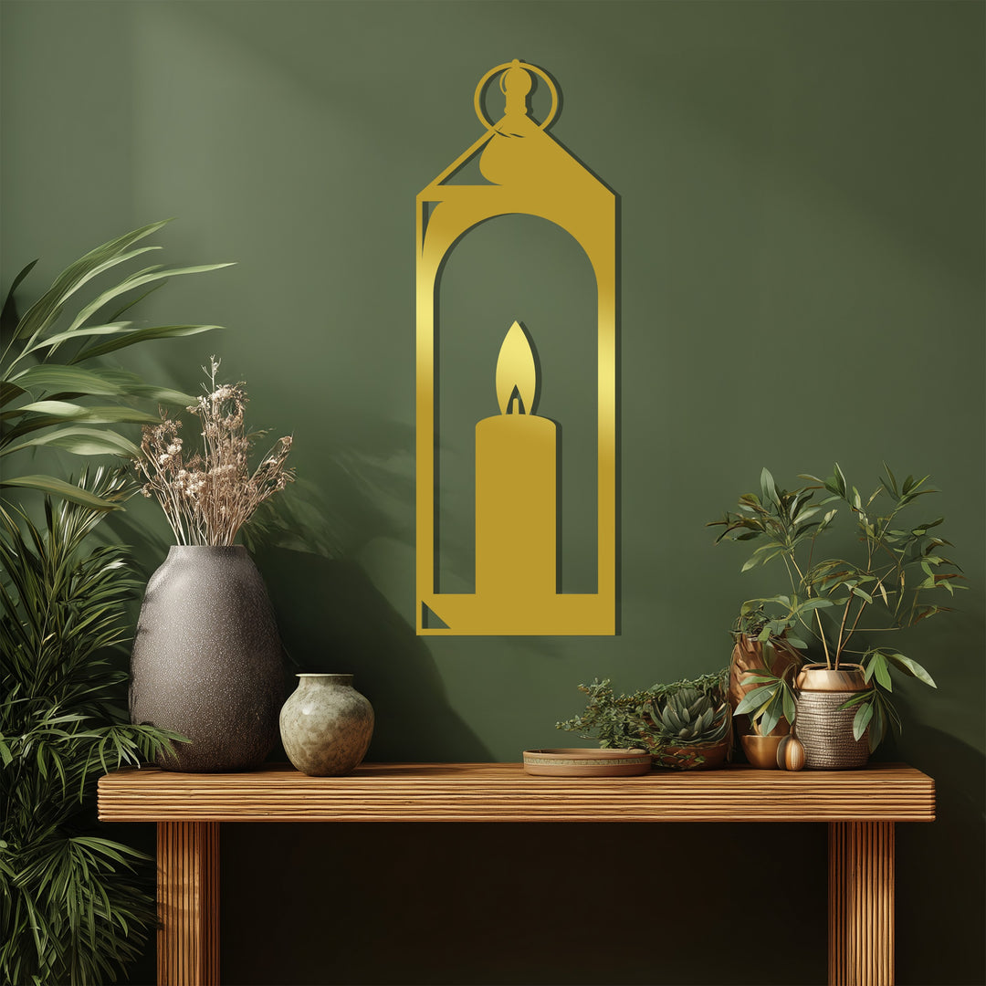 Black metal candle lantern wall decor