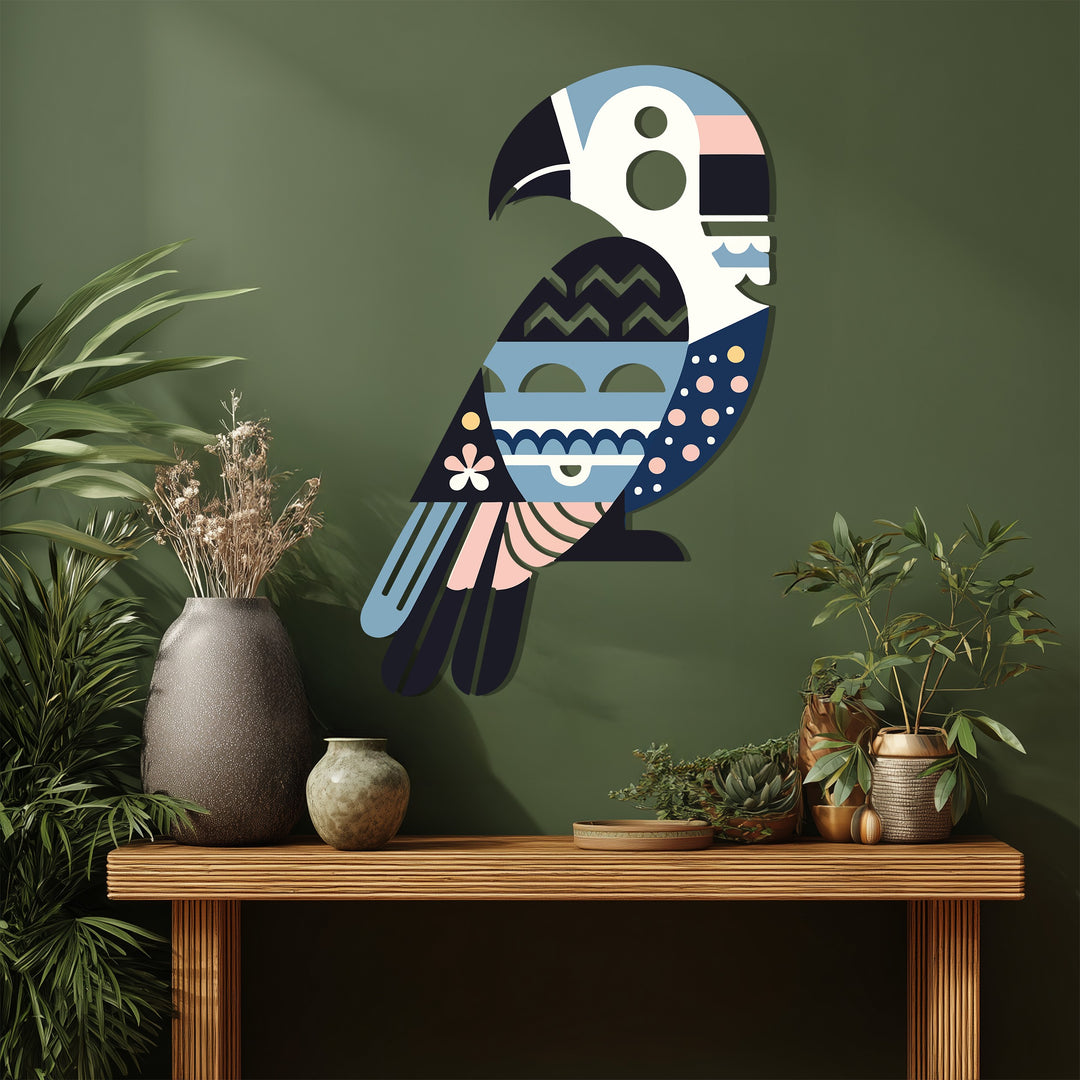 Geometric Parrot Metal Wall Art – Modern Bird-Inspired Home Decor