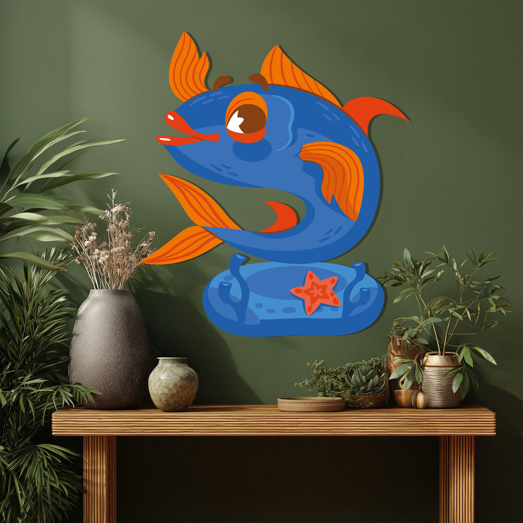 Playful Blue Fish Metal Wall Art – Cheerful Ocean-Inspired Home Decor