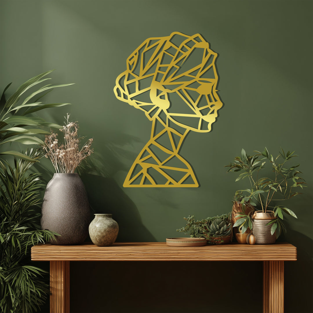 Geometric Lady Silhouette – Modern Abstract Metal Wall Art