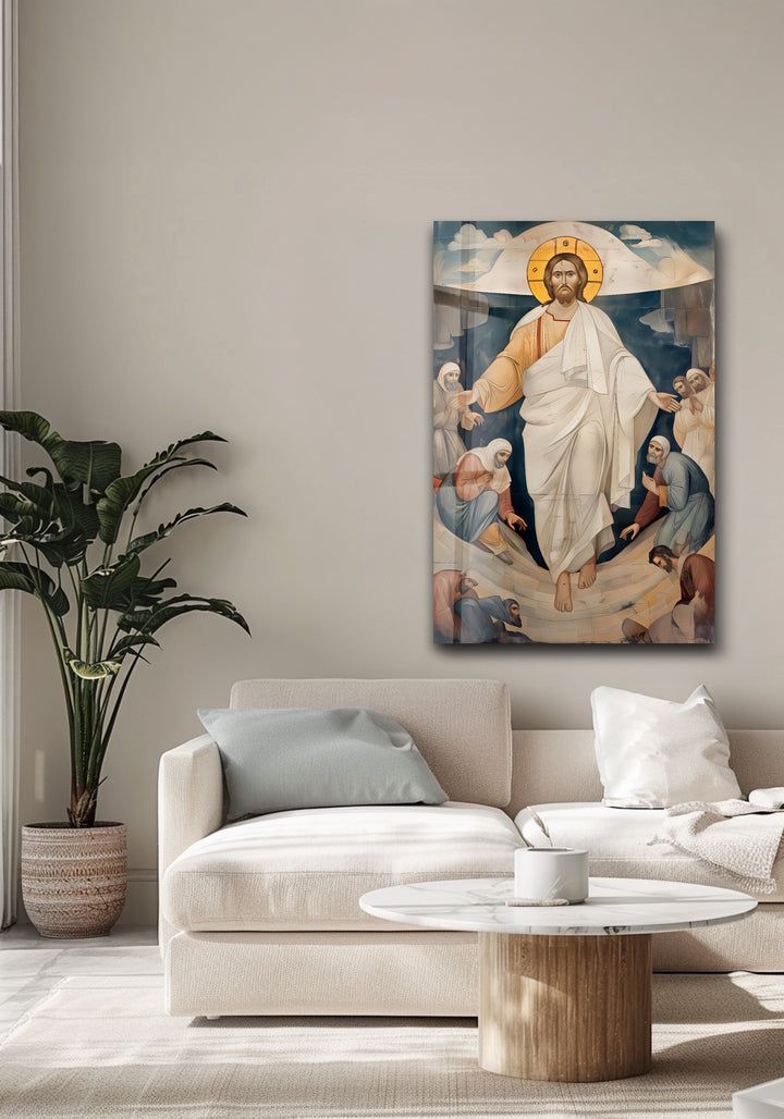 Resurrected Glory – Byzantine Jesus Glass Wall Art