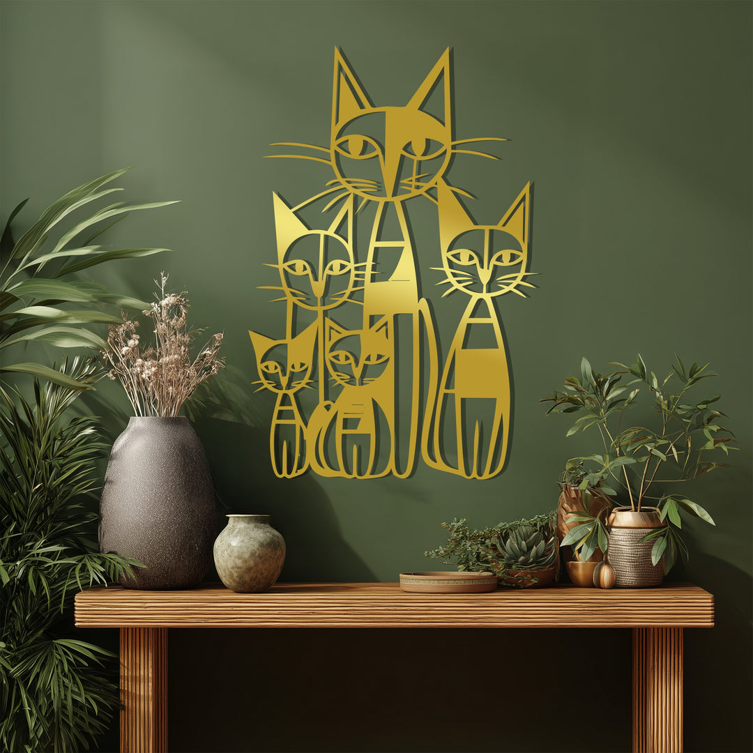 Abstract Cat Family – Modern Metal Wall Art