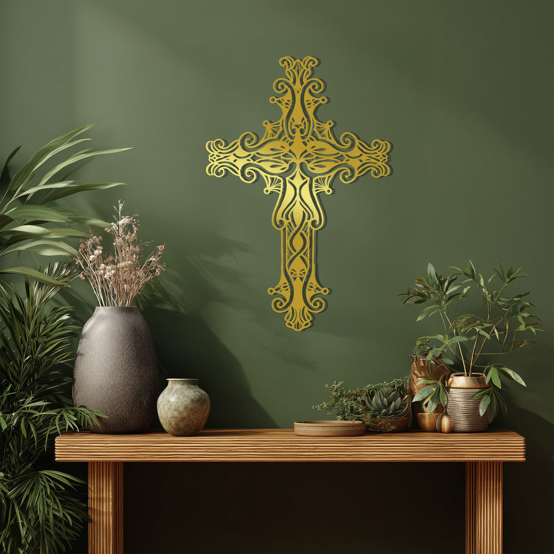 Graceful Filigree Cross – Ornate Christian Metal Wall Art