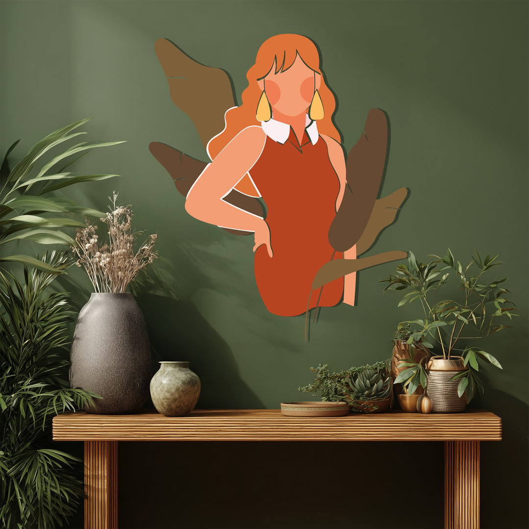 Modern Boho Woman Metal Wall Art – Contemporary Feminine Decor