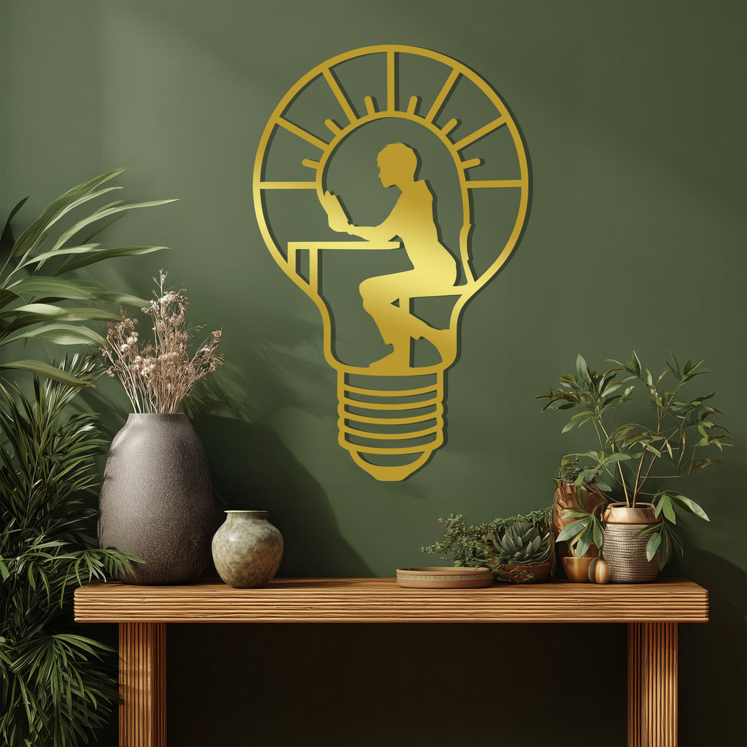 عقل لامع – مفكر مبدع فن جداري معدني