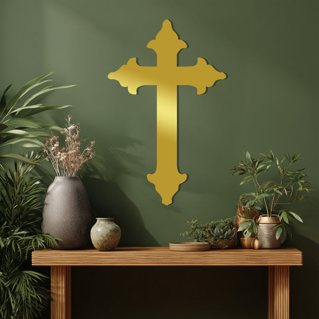 Classic Cross Metal Wall Art – Black Religious Wall Sculpture
