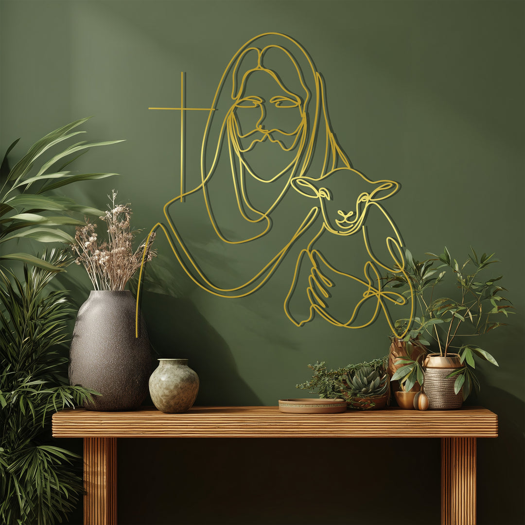 Metal wall art symbolizing divine compassion