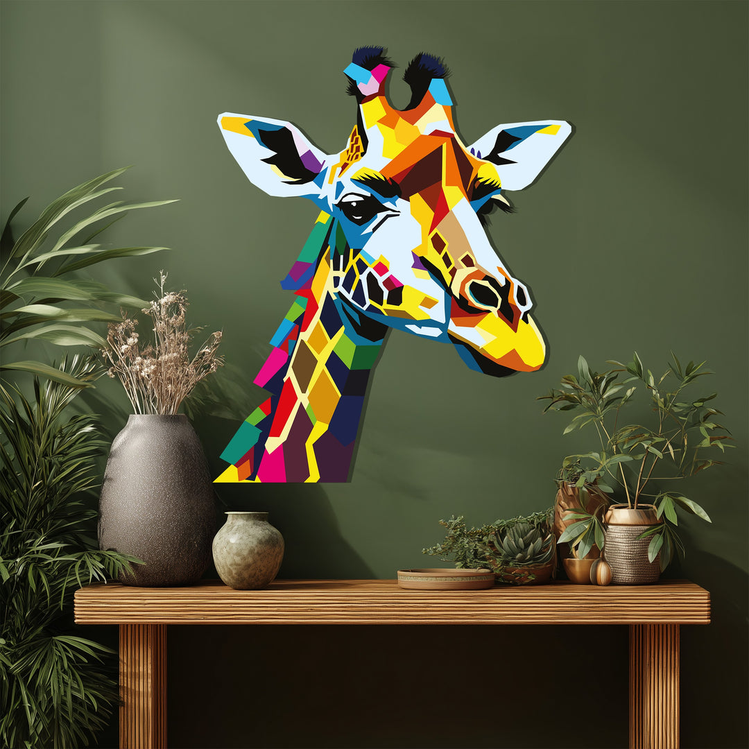Abstract multicolor giraffe artwork for modern home decor