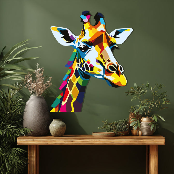 Abstract multicolor giraffe artwork for modern home decor