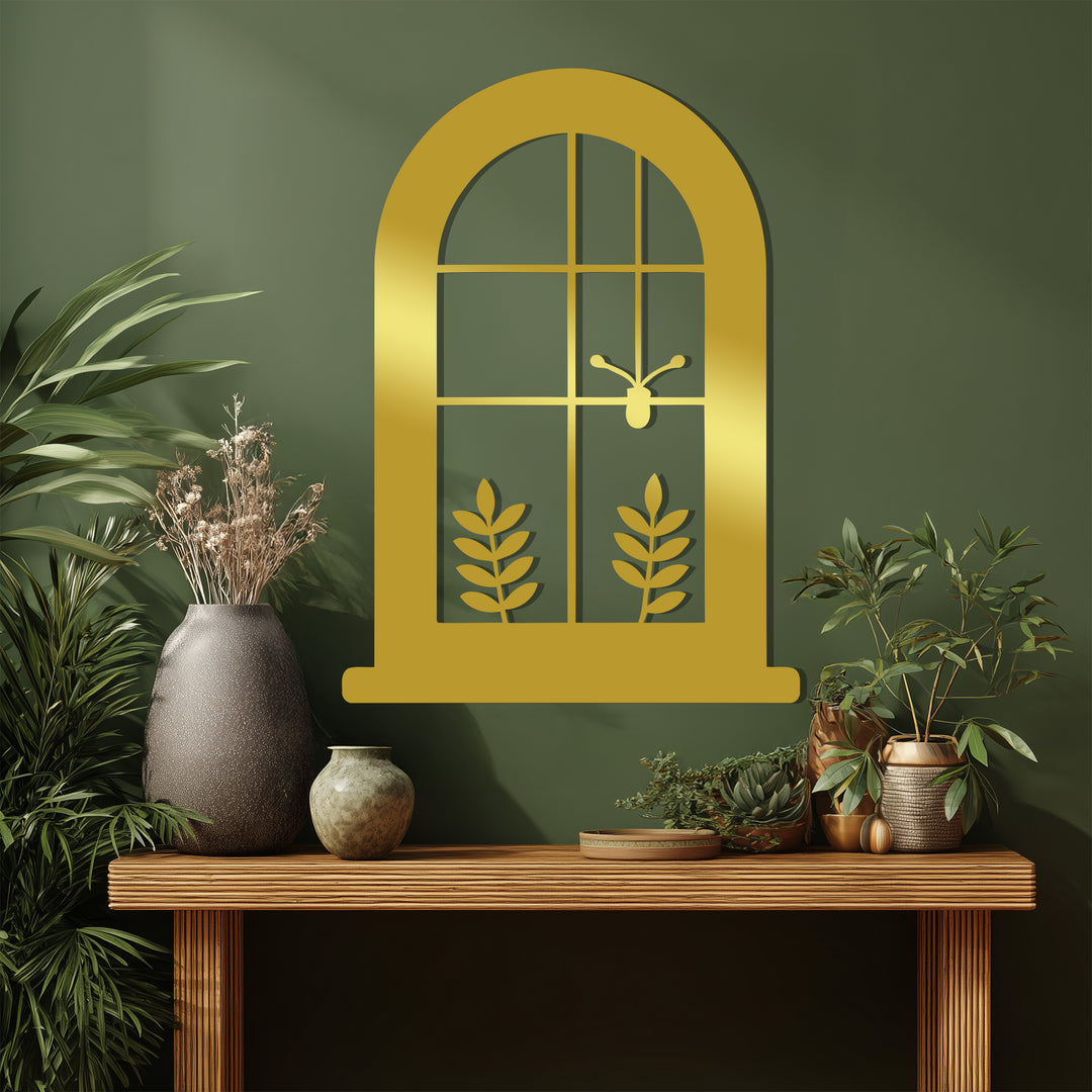 Window View Metal Wall Art – Botanical Silhouette Design