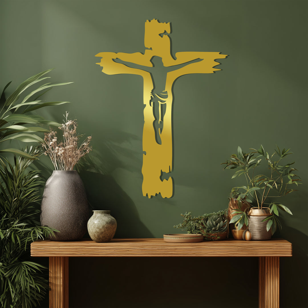 Black crucifix metal wall hanging for prayer rooms