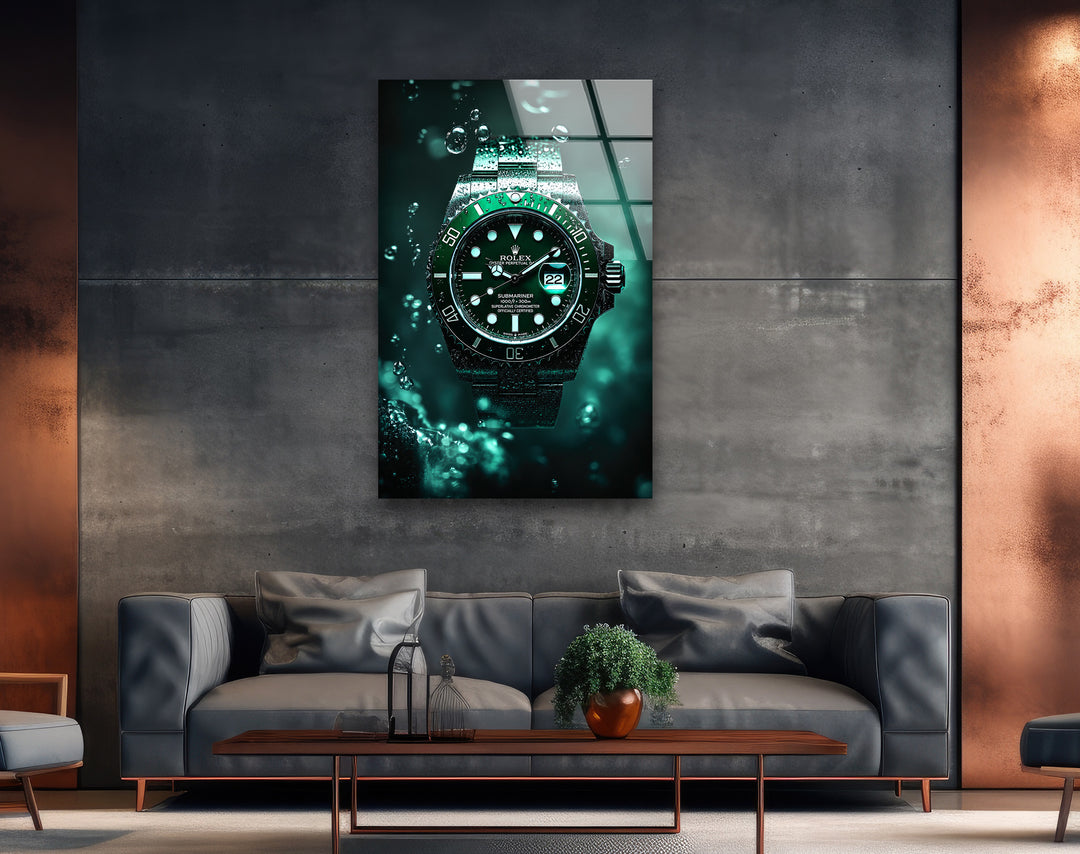 Orologio Rolex verde Quadri da Parete in Vetro