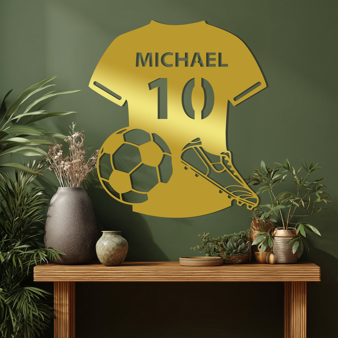 Custom Soccer Jersey Metal Wall Art – Personalized Football Decor