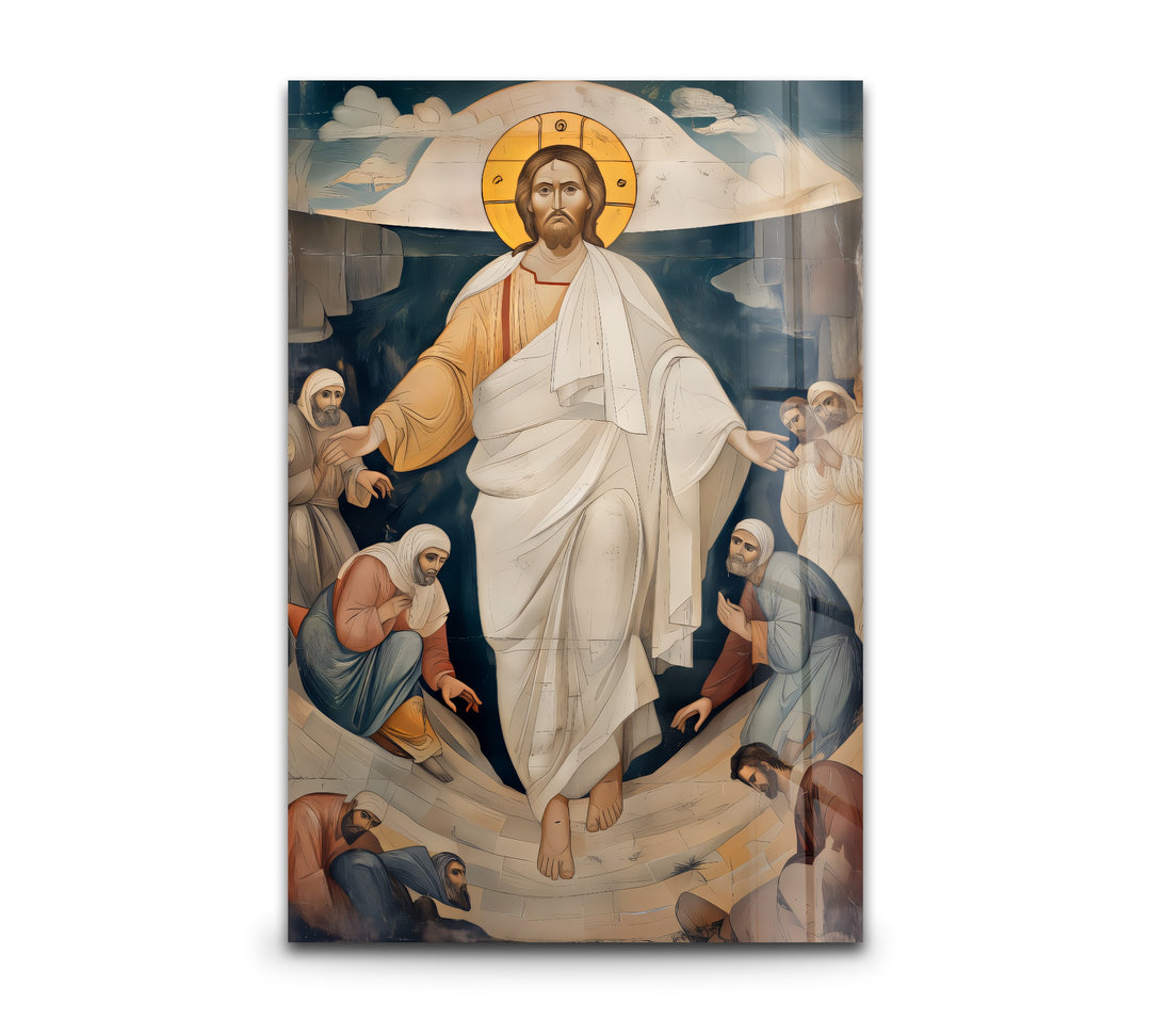 Resurrected Glory – Byzantine Jesus Glass Wall Art