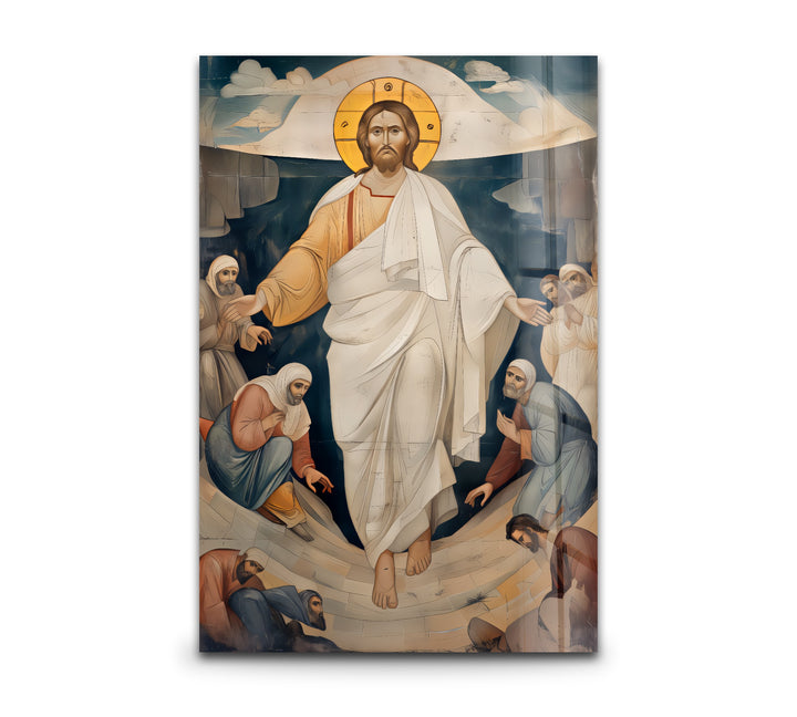 Resurrected Glory – Byzantine Jesus Glass Wall Art
