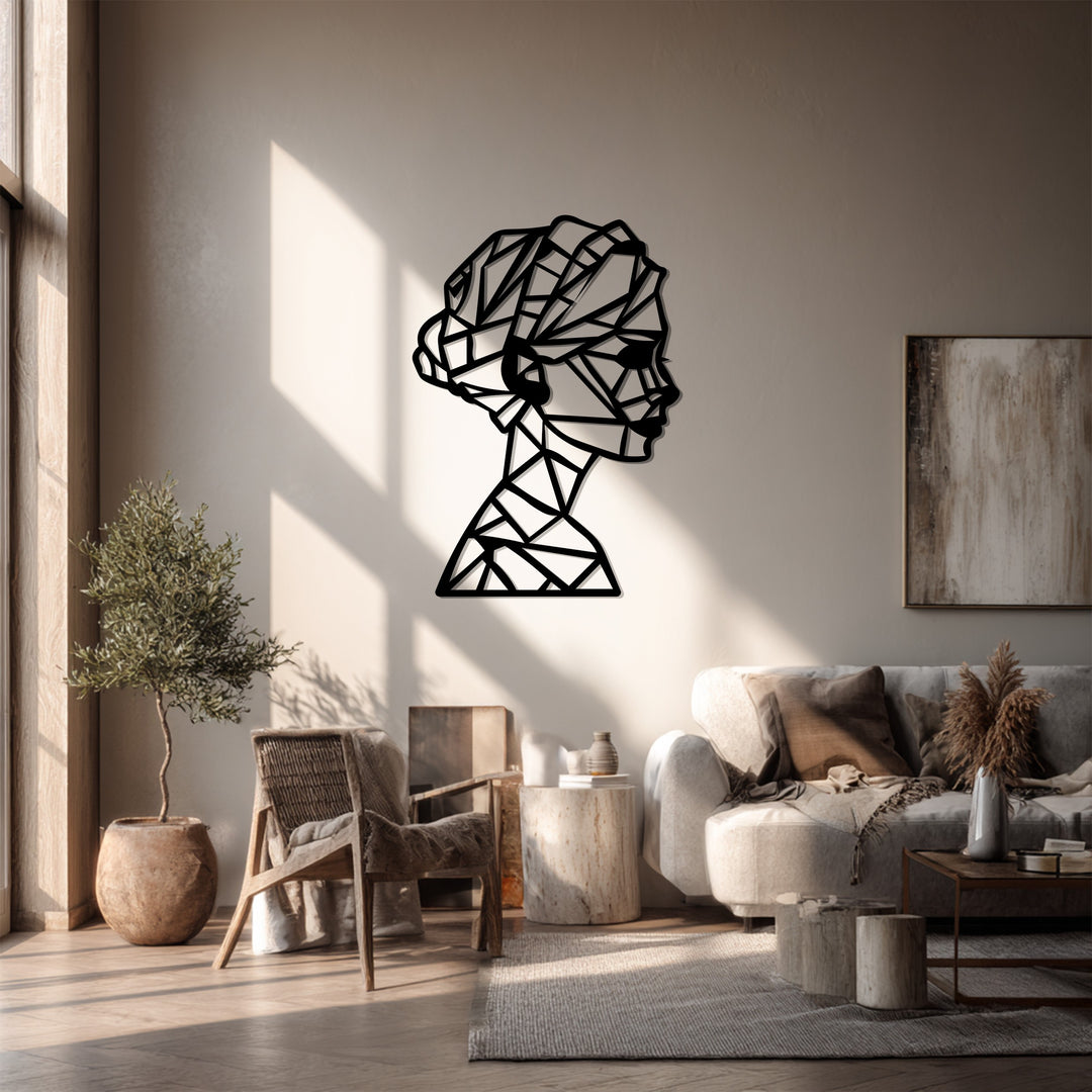 Geometric Lady Silhouette – Modern Abstract Metal Wall Art