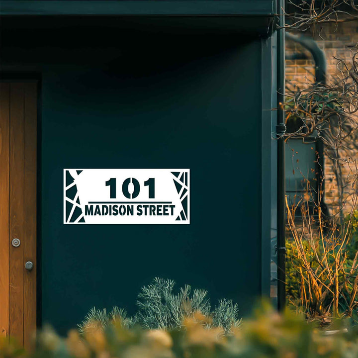 Decorative modern metal house number sign