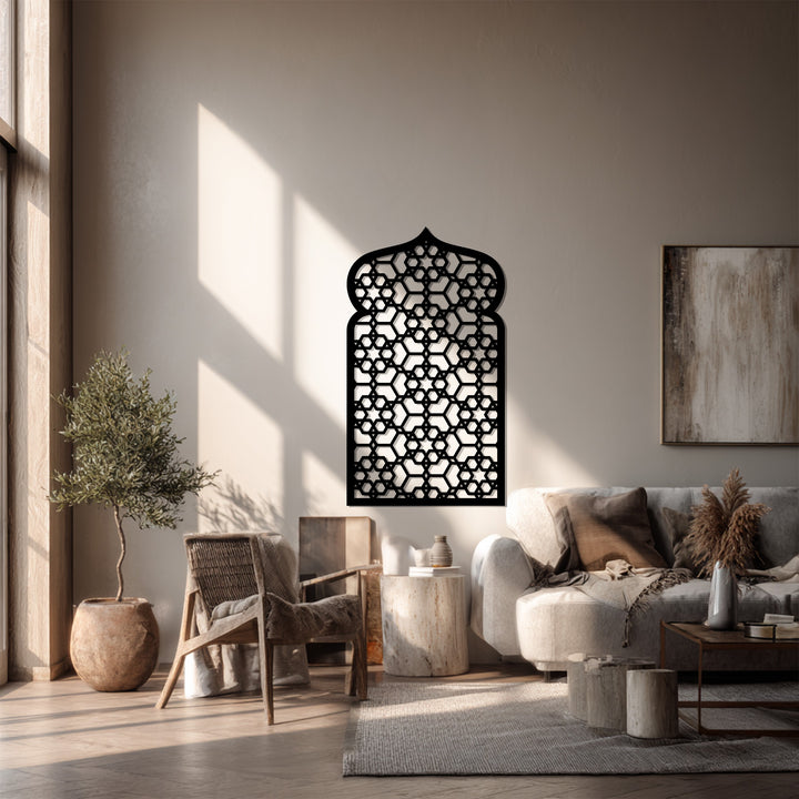 Geometric Islamic metal wall decor arch