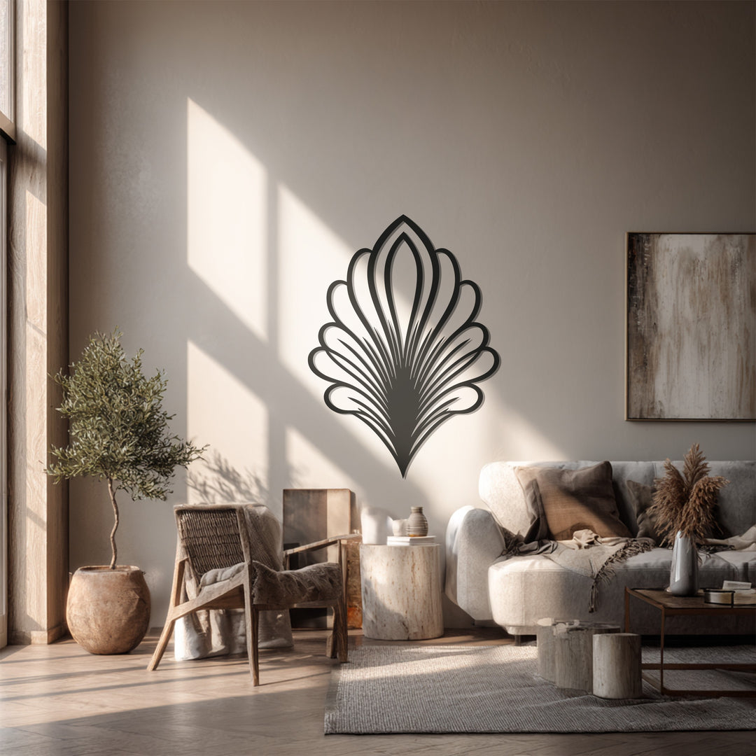 Abstract Leaf Metal Wall Art – Black Botanical Wall Sculpture