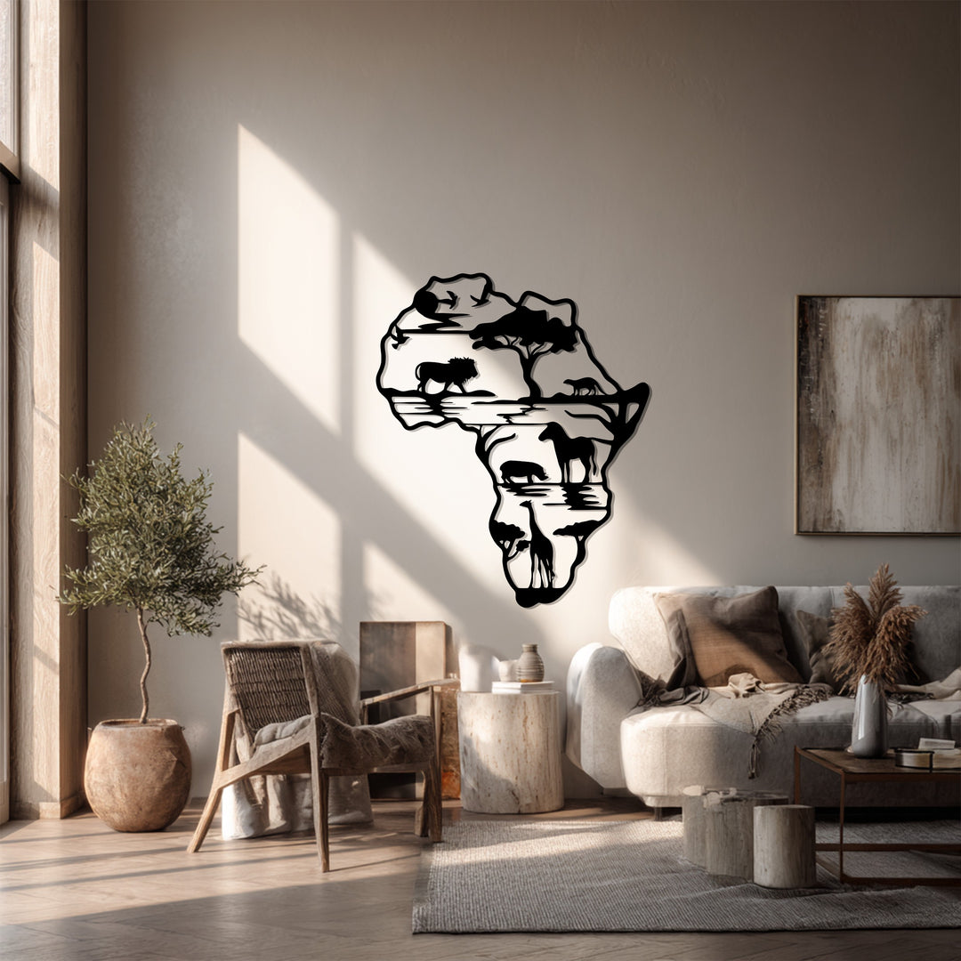 African Wilderness – Safari Silhouette Metal Wall Art
