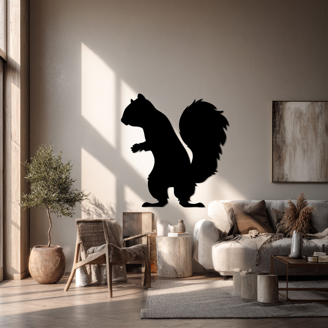 Squirrel Metal Wall Art – Woodland Animal Silhouette Décor