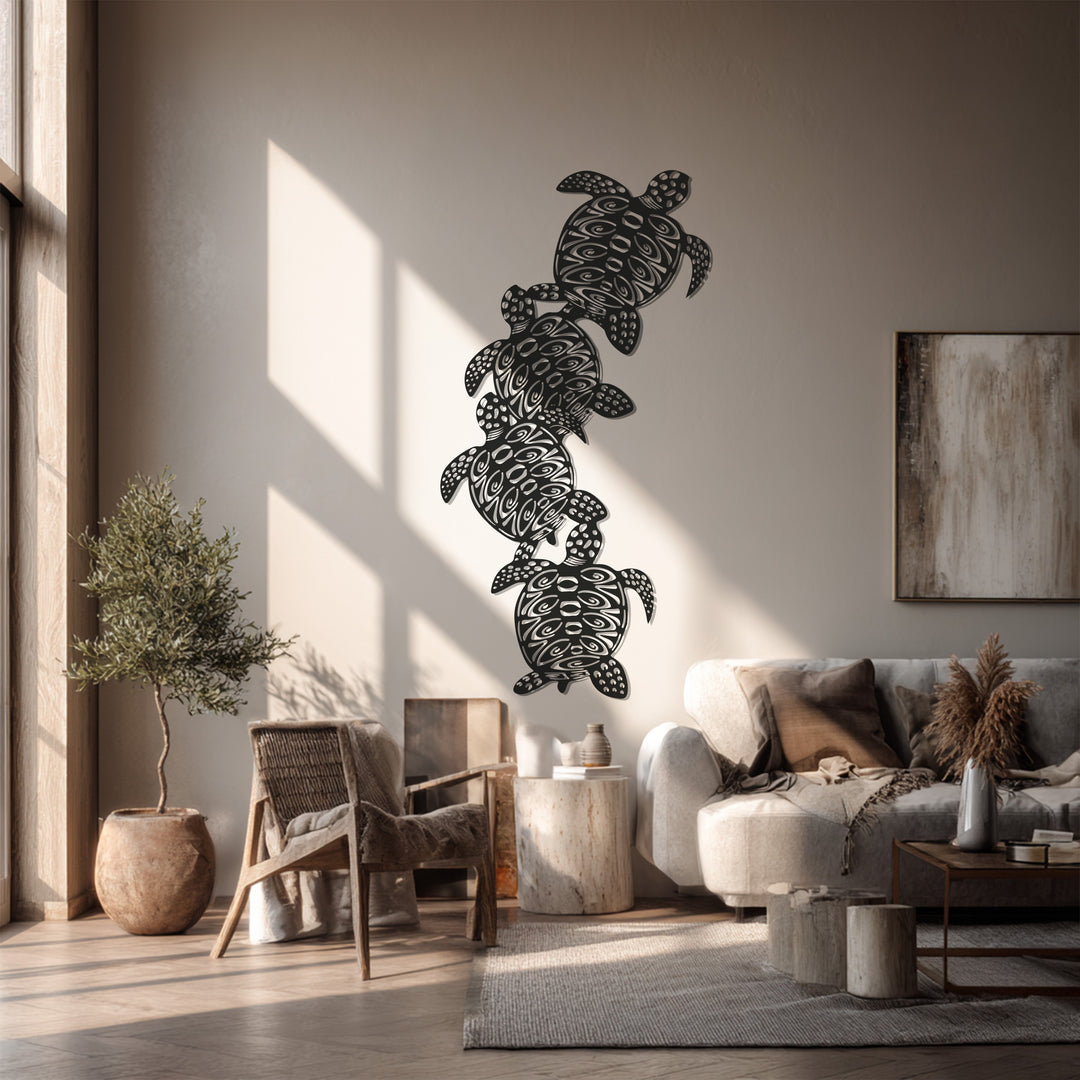 Sea Turtle Metal Wall Art – Tribal Ocean Design