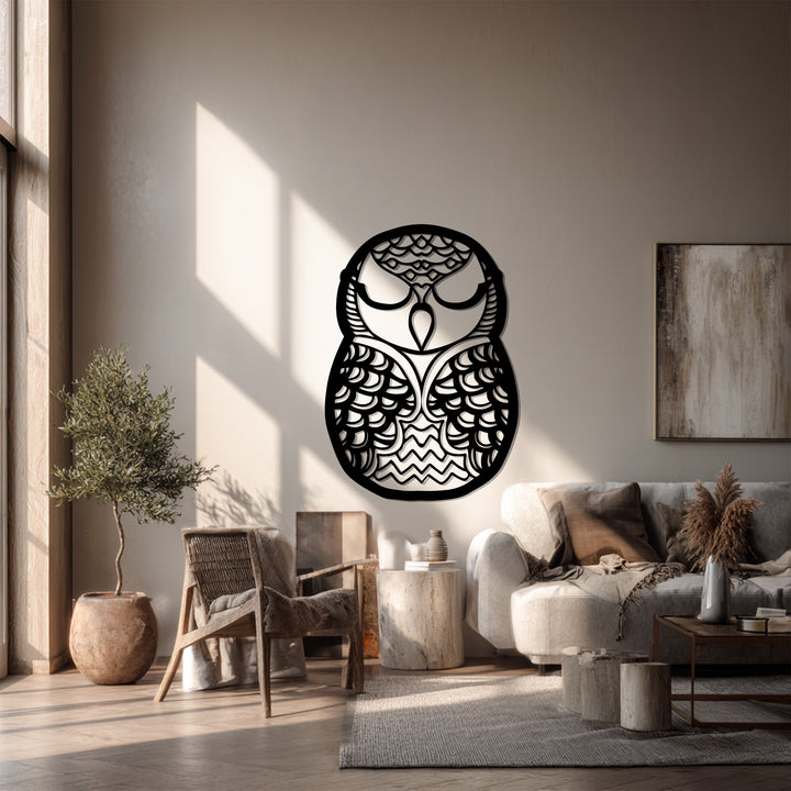 Contemporary owl wall hanging metal