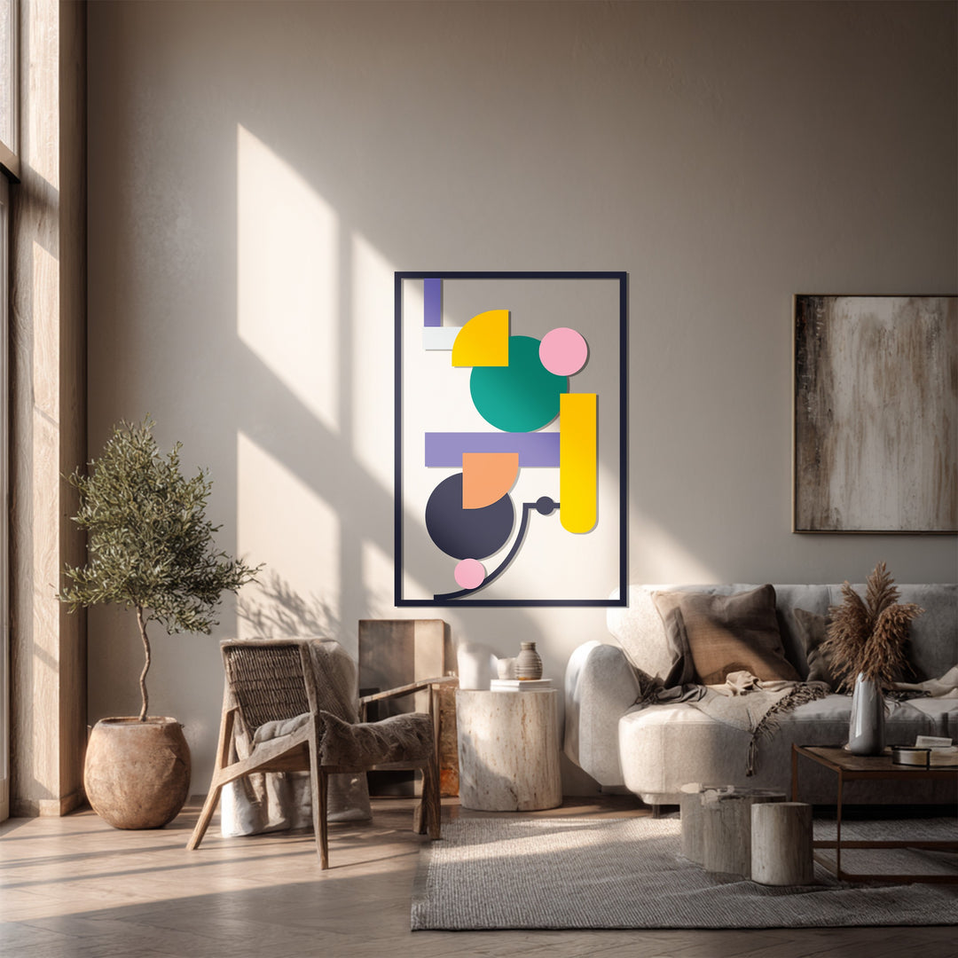 Geometric Balance Metal Wall Art – Modern Abstract Colorful Decor