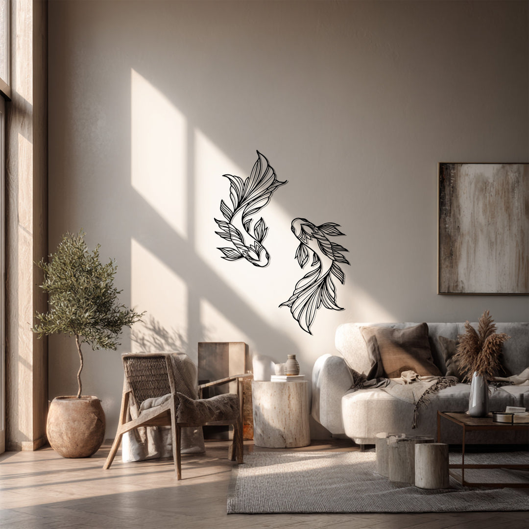 Koi Fish Harmony – Elegant Metal Wall Art