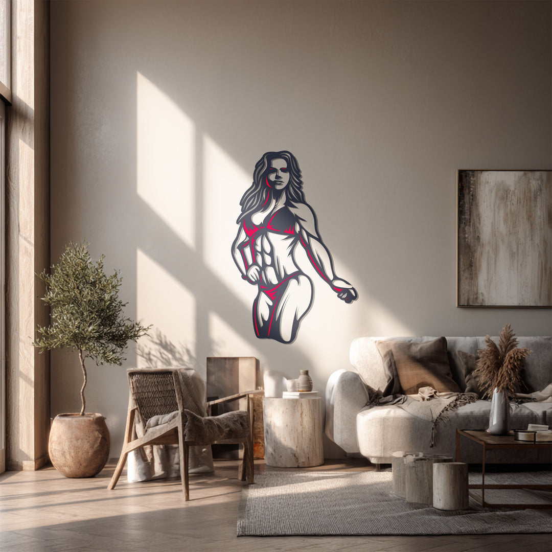 Fitness Woman Metal Wall Art – Powerful Modern Gym-Inspired Home Decor