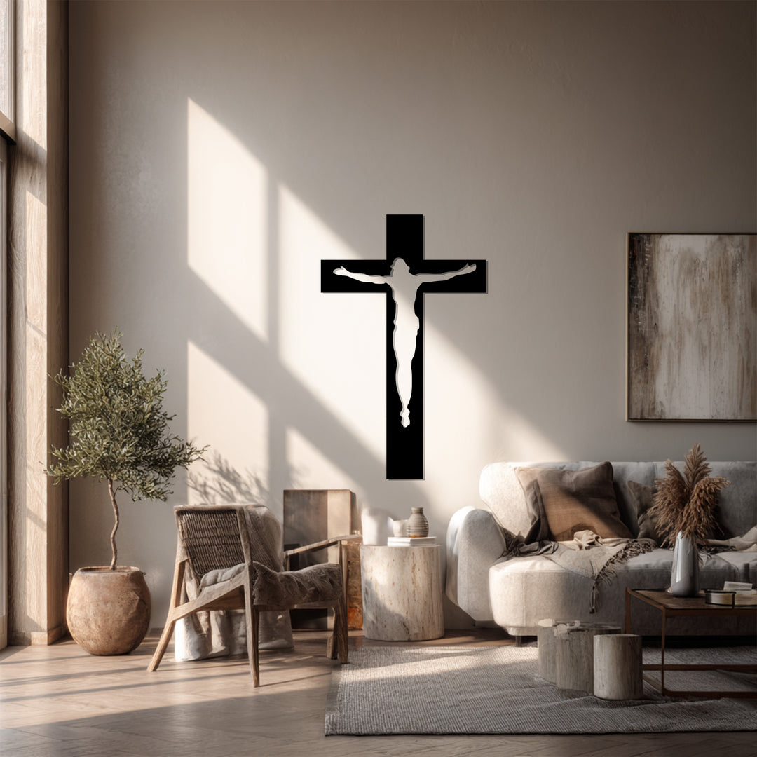 انعكاس إلهي – صليب بسيط فن جداري معدني