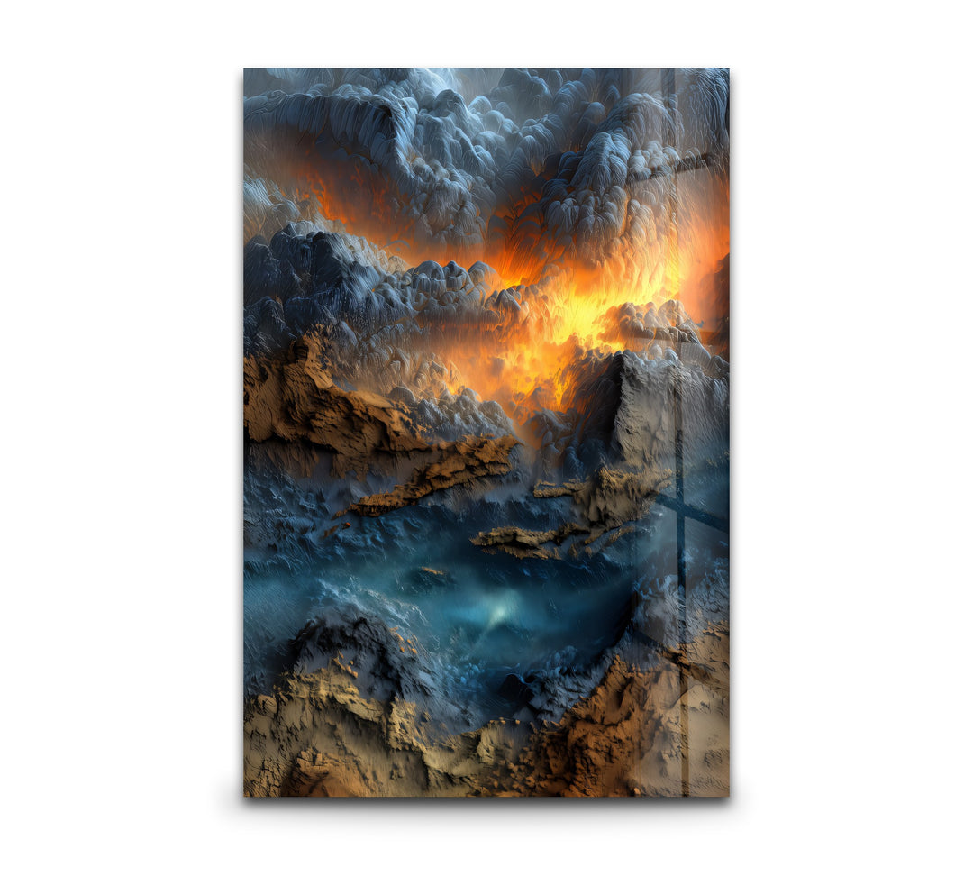 Inferno Skies – Volcanic Sunset Abstract Glass Wall Art