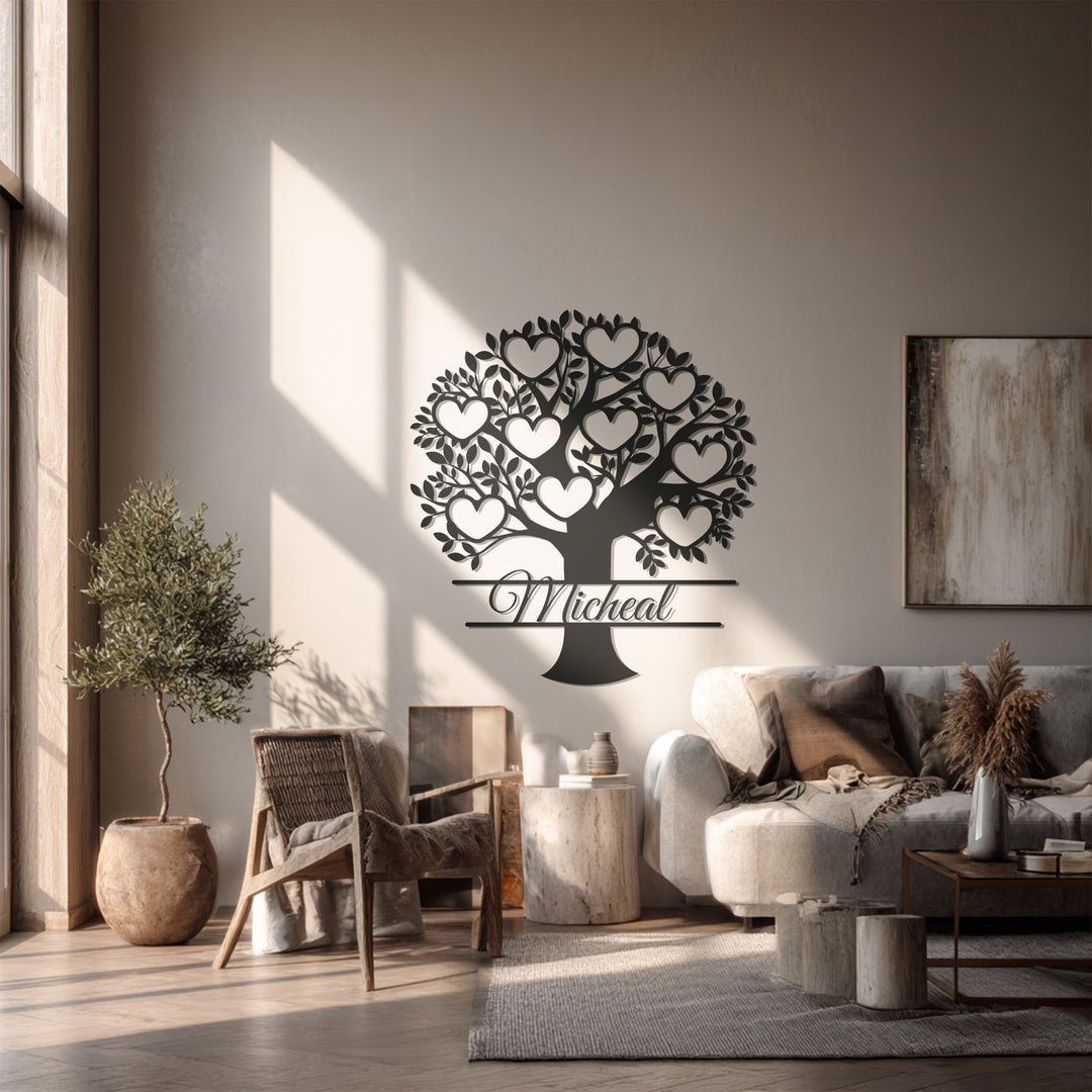 Personalized Family Tree – Custom Name Metal Wall Art