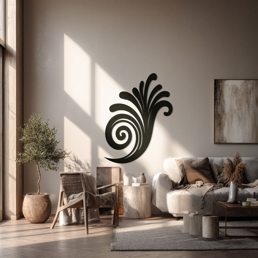 Spiral Wave Metal Wall Art – Black Modern Wall Sculpture