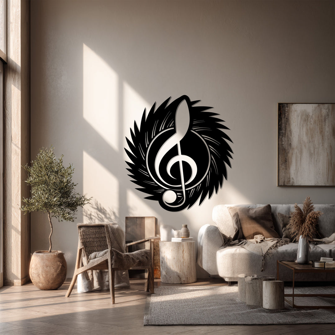 Treble Clef Wing Metal Wall Art – Music Inspired Decor