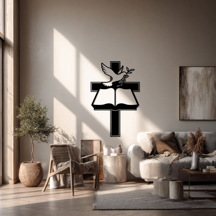 Dove and Bible metal wall decor