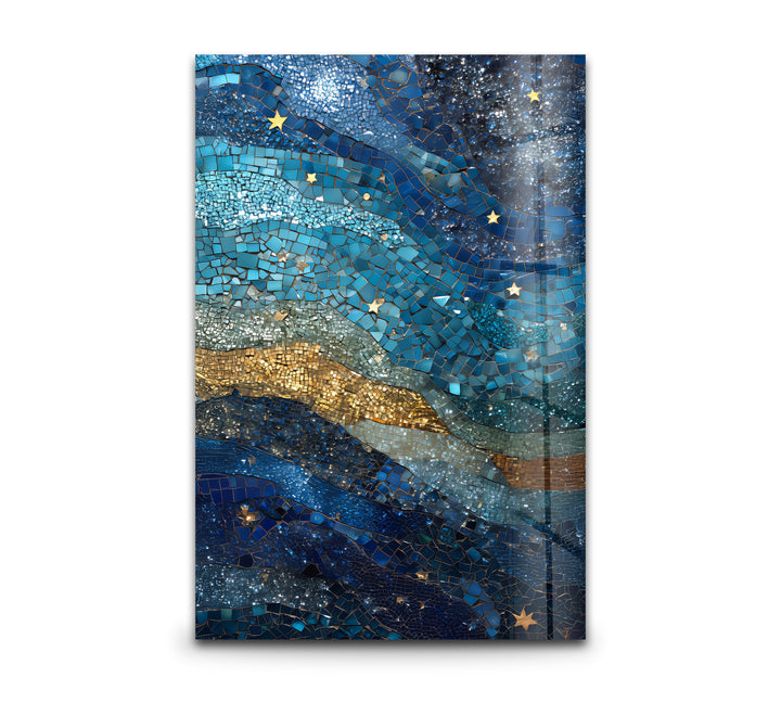 Celestial Mosaic – Starry Night Sky Glass Wall Art