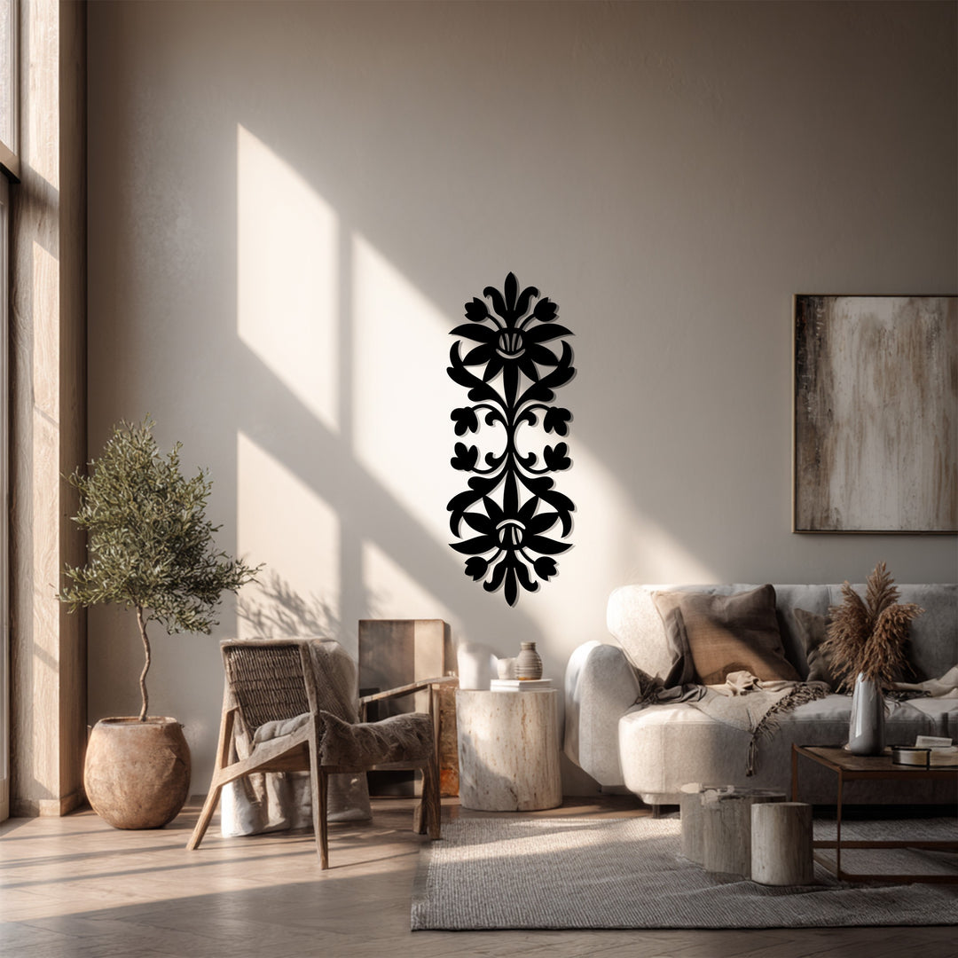 Armonia floreale – Nero elegante Decorazioni Murali in Metallo