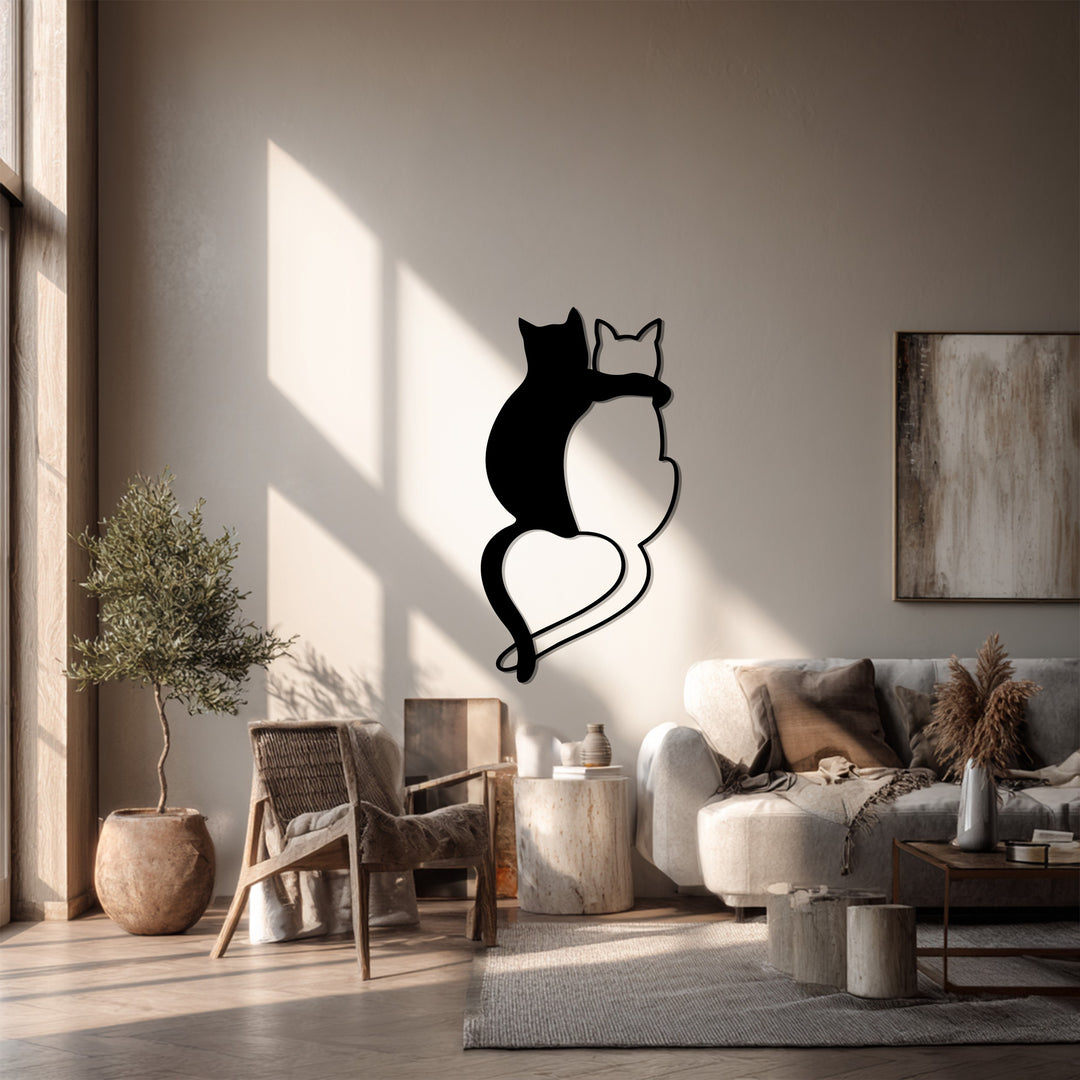 Loving Cats Silhouette – Minimalist Metal Wall Art