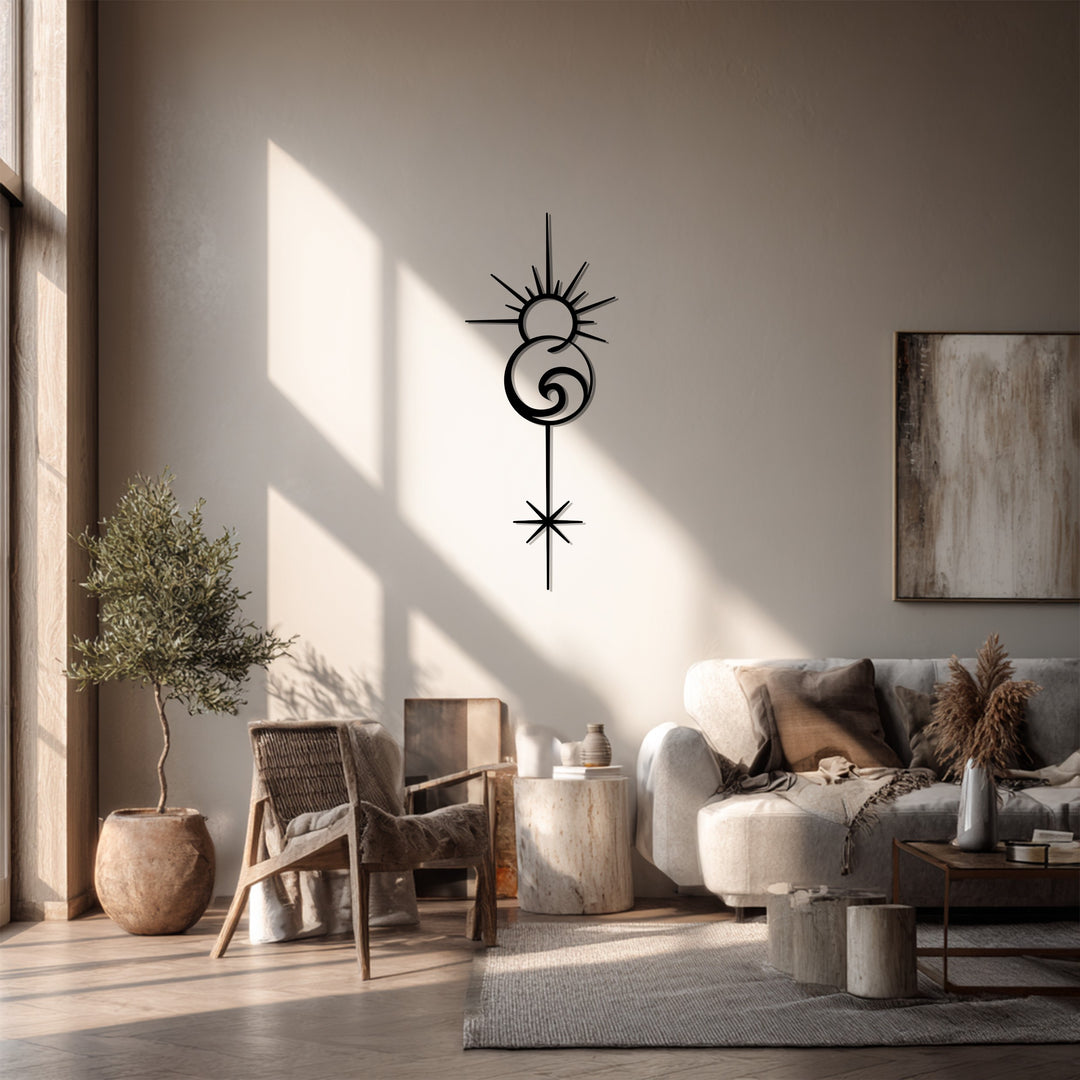 Celestial Energy Spiral – Modern Boho Metal Wall Art