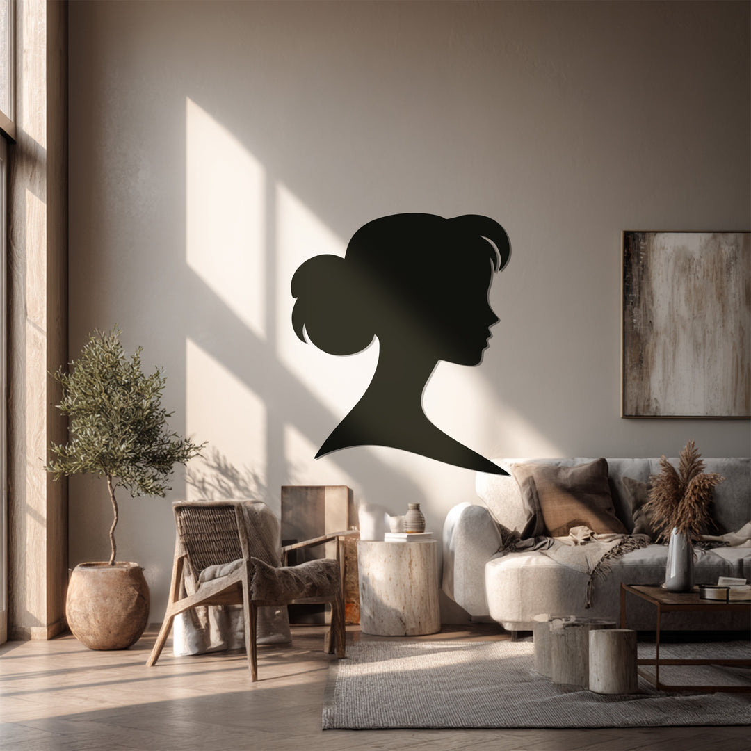 Woman Silhouette Metal Wall Art – Black Modern Wall Sculpture