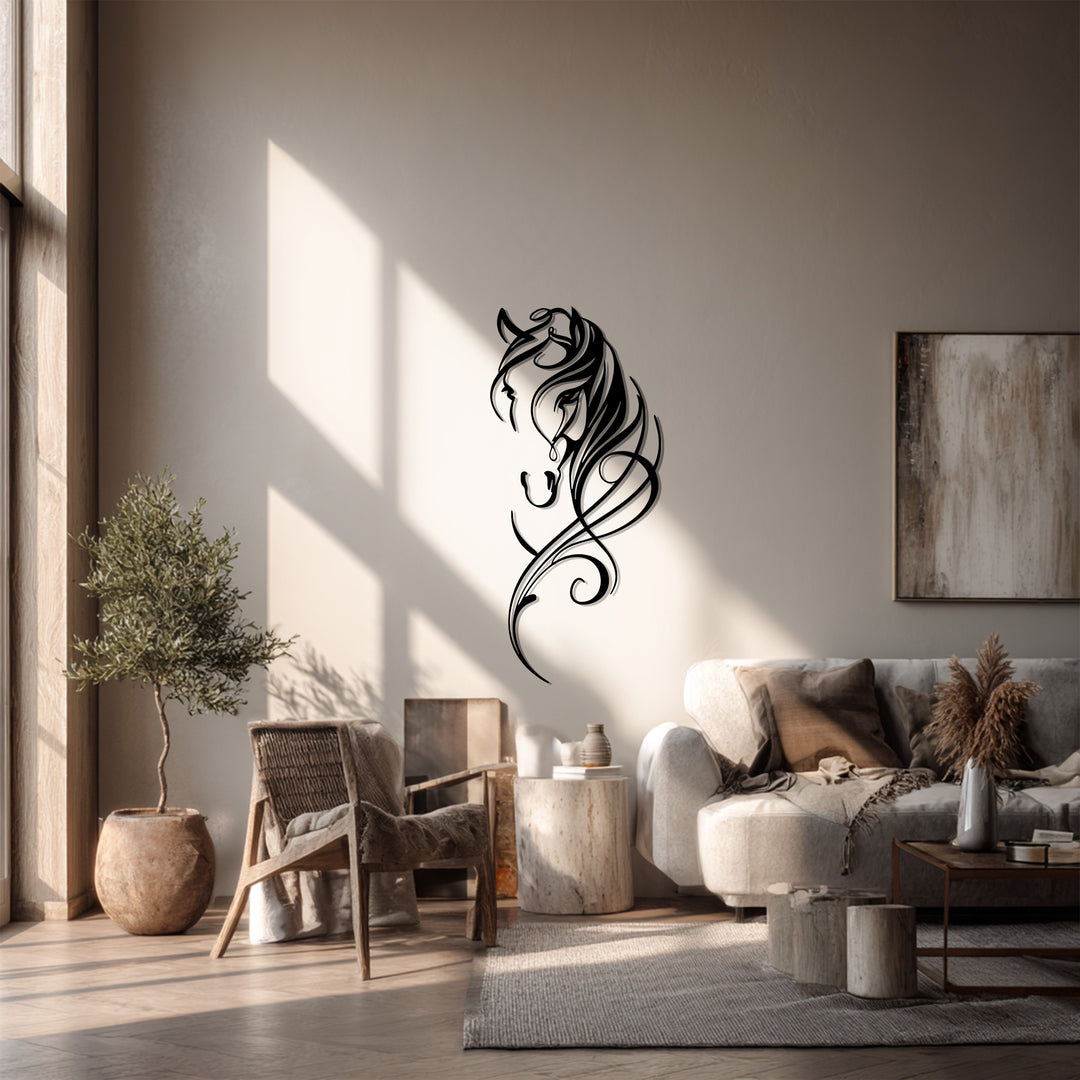 Graceful Horse Silhouette Metal Wall Art – Elegant Equine Line Design